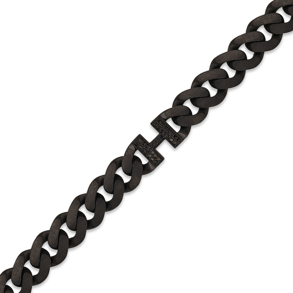 Letter H Silver Diamond Bracelet