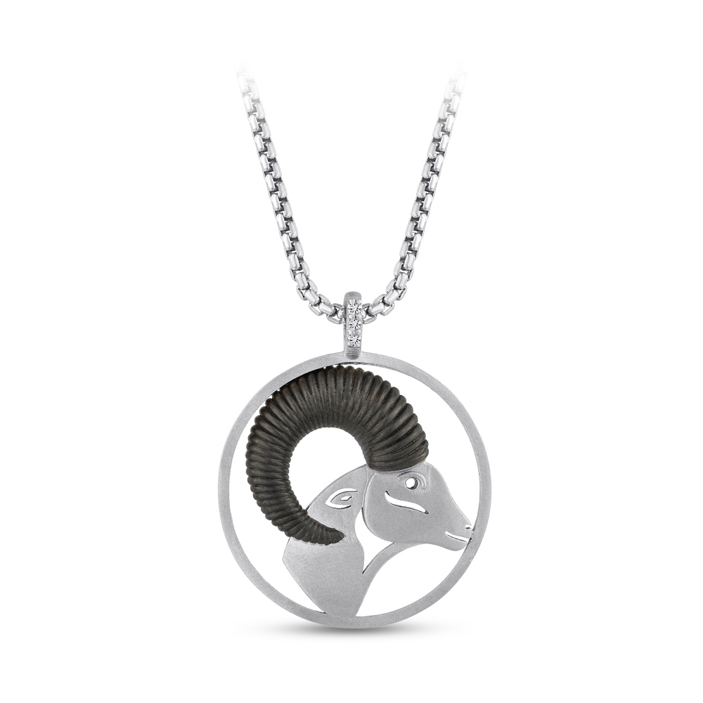 Men Silver Aries Zodiac Necklace