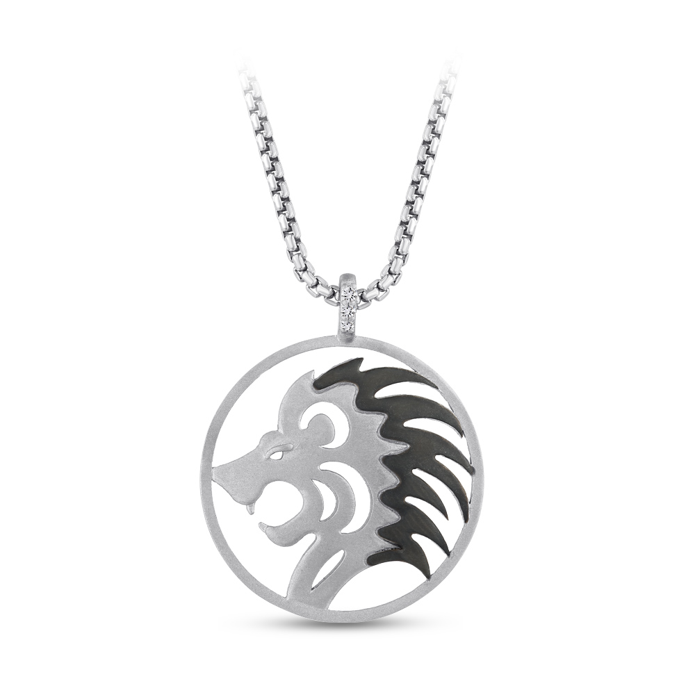 Men Silver Leo Zodiac Necklace