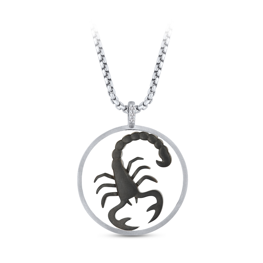 Men Silver Scorpio Zodiac Necklace