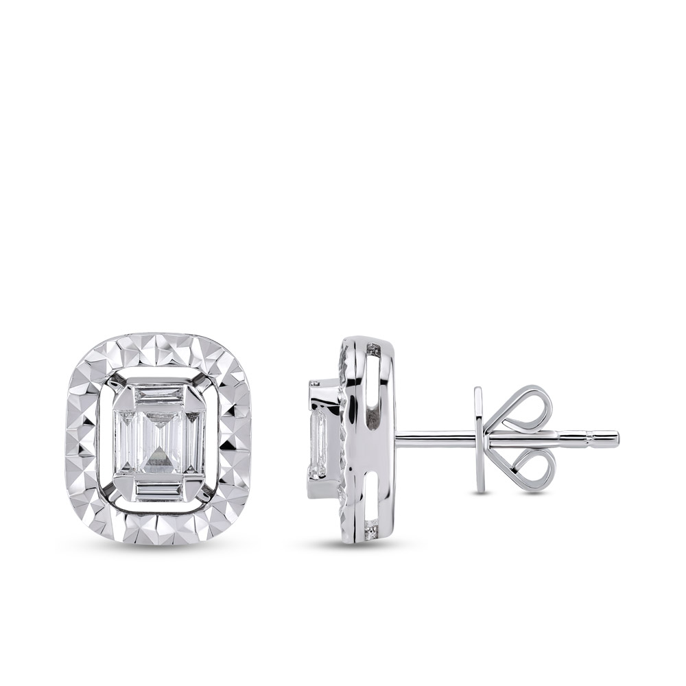 Baguette Diamond Stud Earring