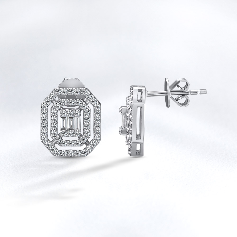 Baguette Diamond Stud Earring