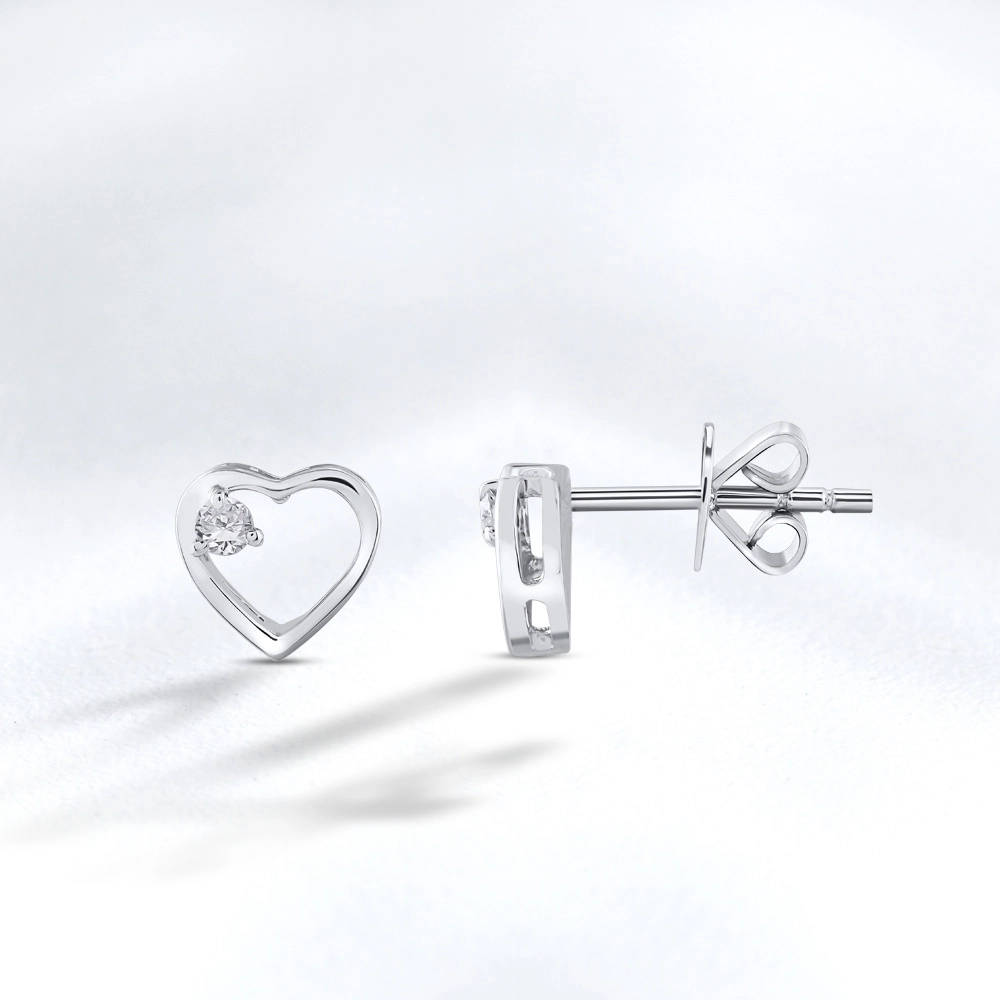 Heart Diamond Stud Earring