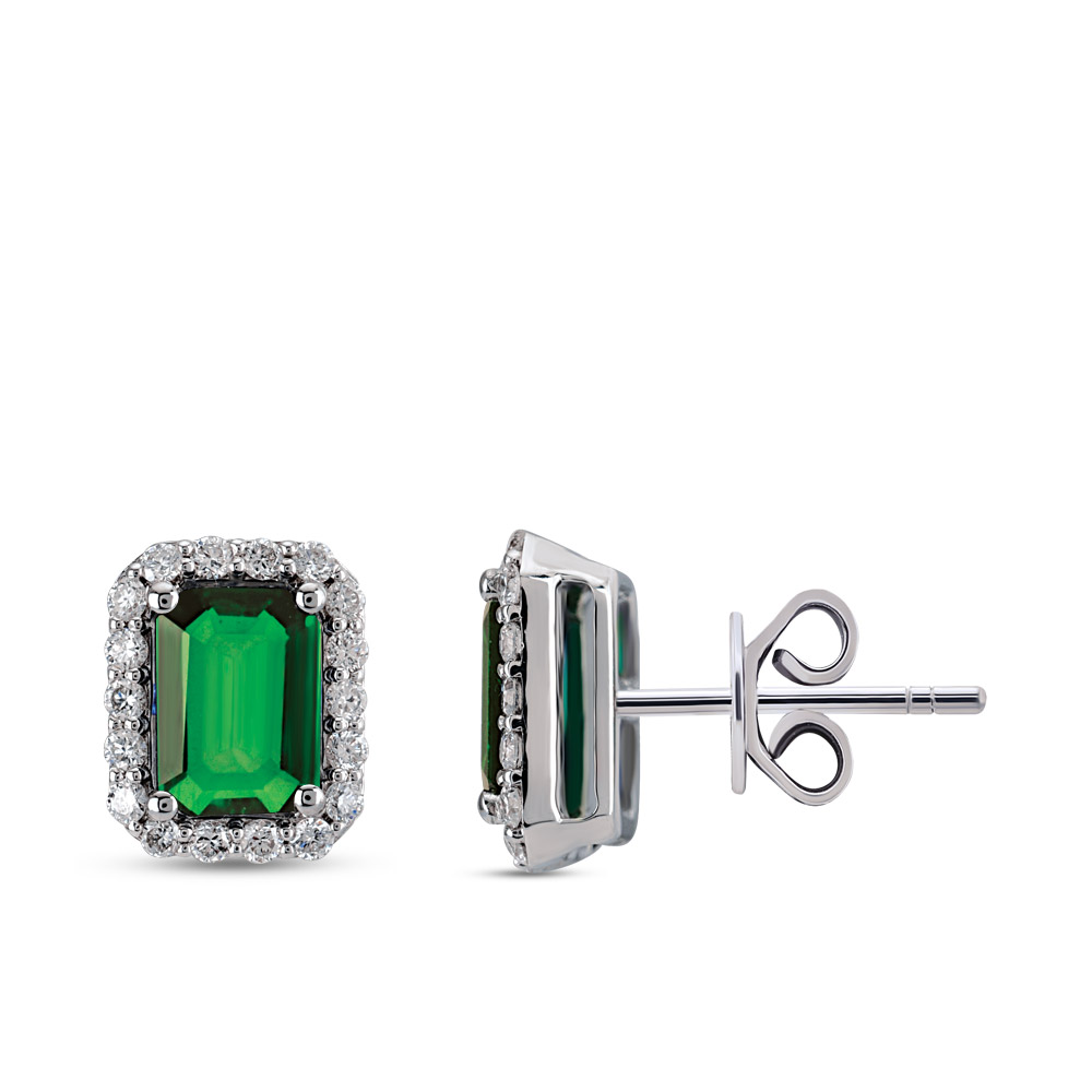 Emerald Diamond Stud Earring