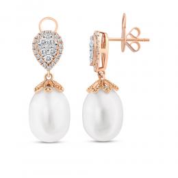 Pearl Diamond Stud Earrings
