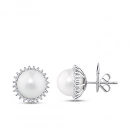 Pearl Diamond Stud Earrings