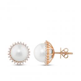 Pearl Diamond Stud Earrings