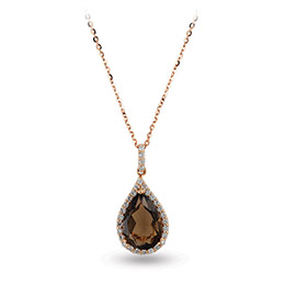 Smoky Quartz Diamond Necklace