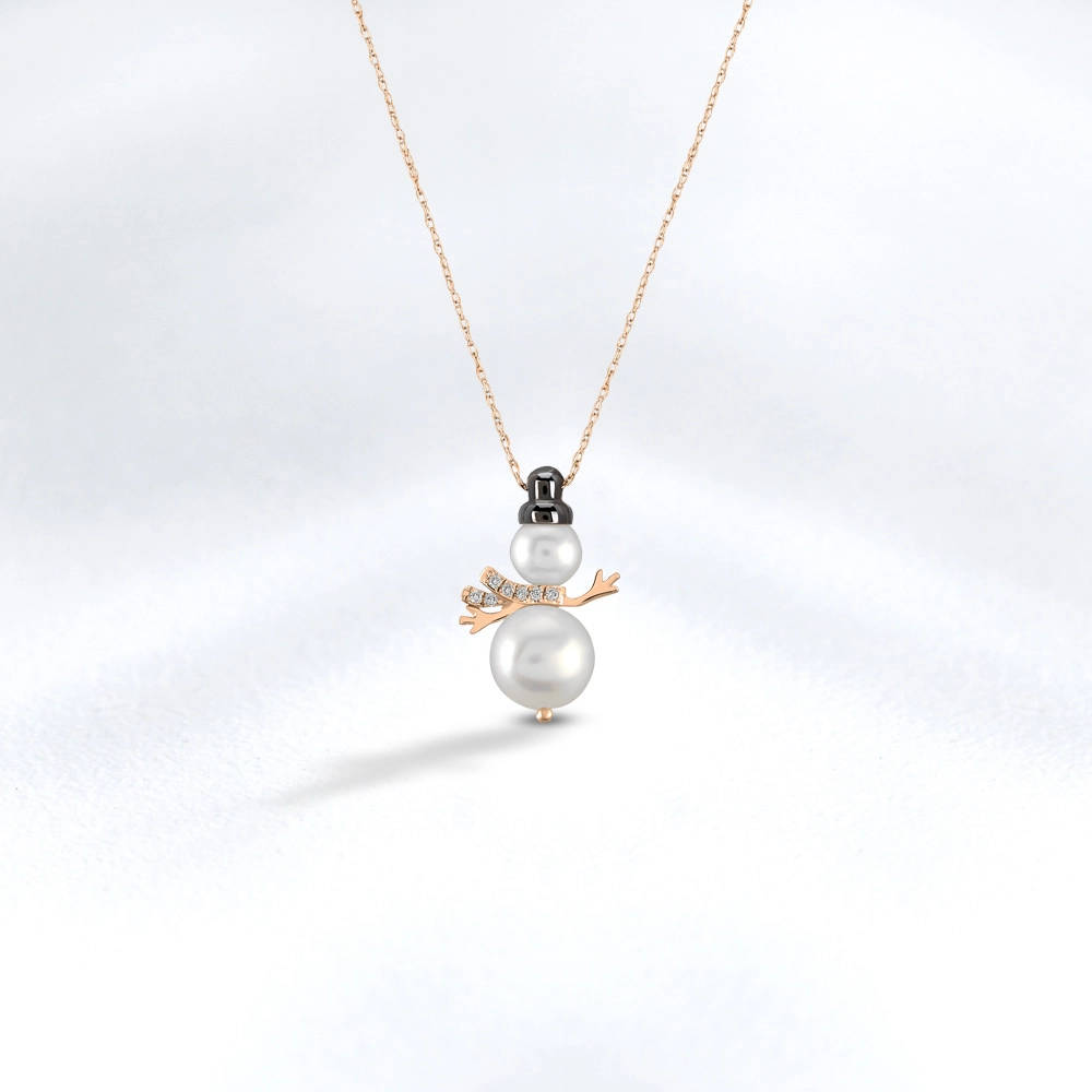 Snowman Diamond Pendant with Chain