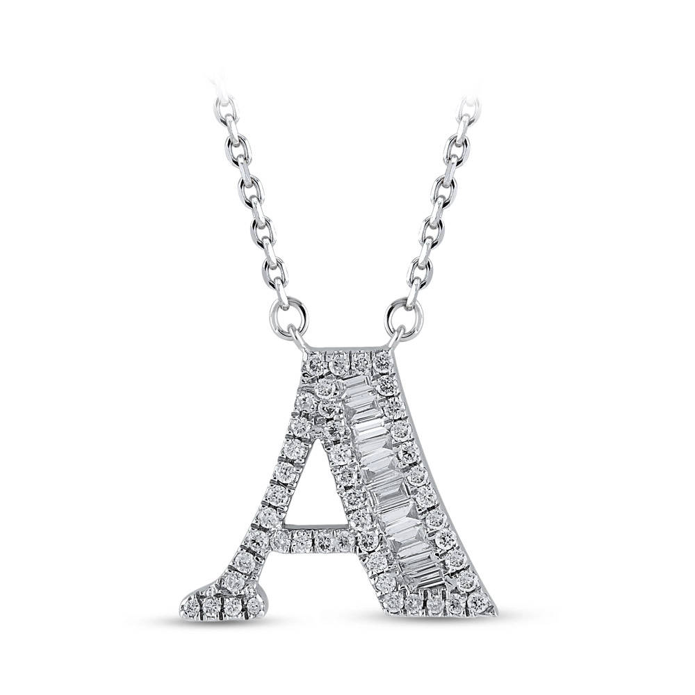 Letter A Diamond Baguette Necklace