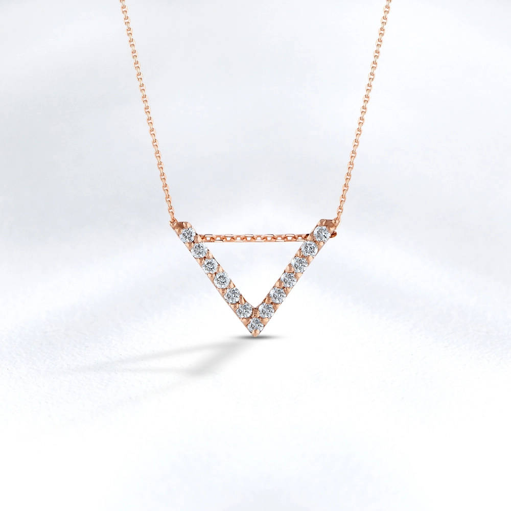 Letter V Diamond Necklace