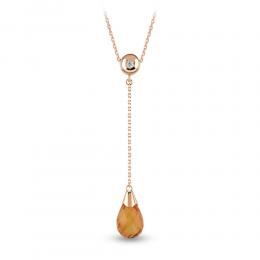 Love Drops Diamond Citrine Necklace