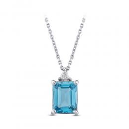 Blue Topaz Diamond Necklace
