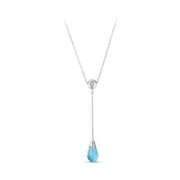 Love Drops Diamond Blue Topaz Necklace