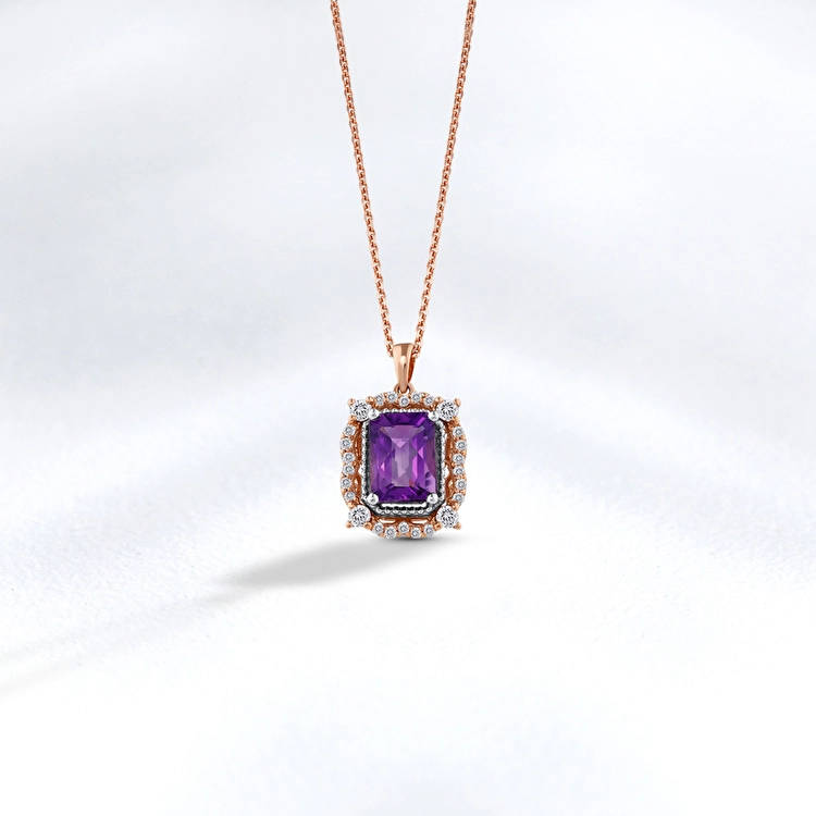 Amethyst Diamond Necklace