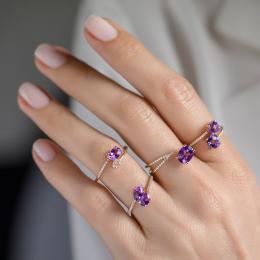 Amethyst Diamond Ring