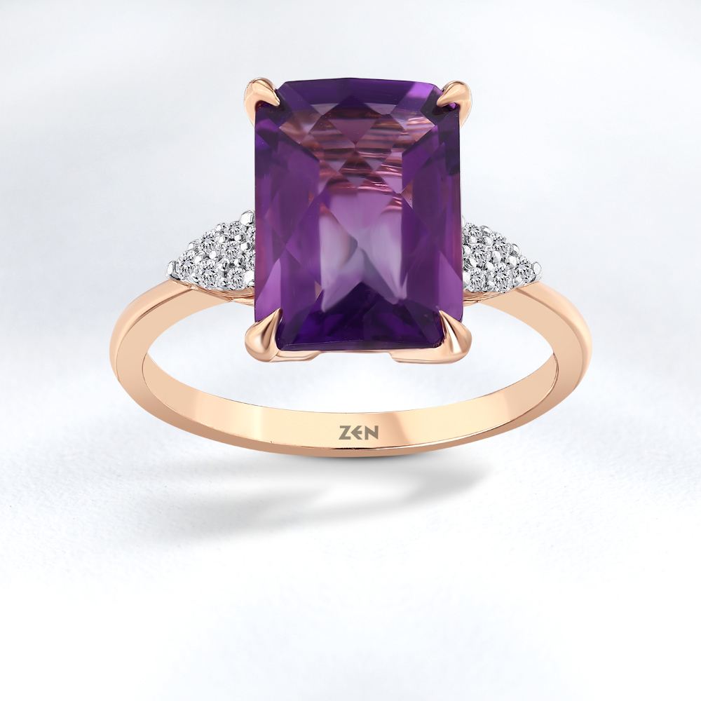 Amethyst Diamond Ring