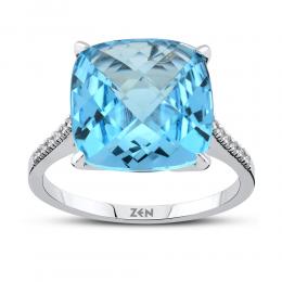 Blue Topaz Diamond Ring