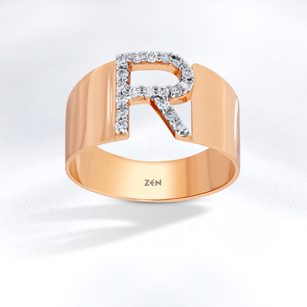 Letter R Diamond Ring