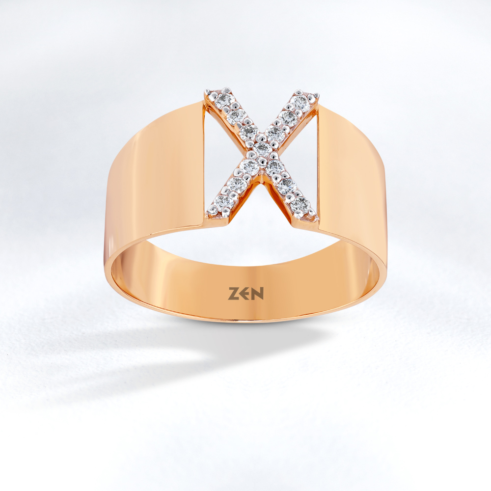 Letter X Diamond Ring
