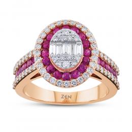 Baguette Diamond Ruby Ring