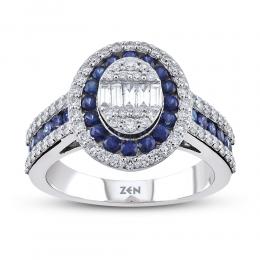 Baguette Diamond Sapphire Ring