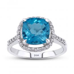 Diamond Blue Topaz Ring