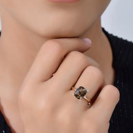 Smoky Quartz Diamond Ring