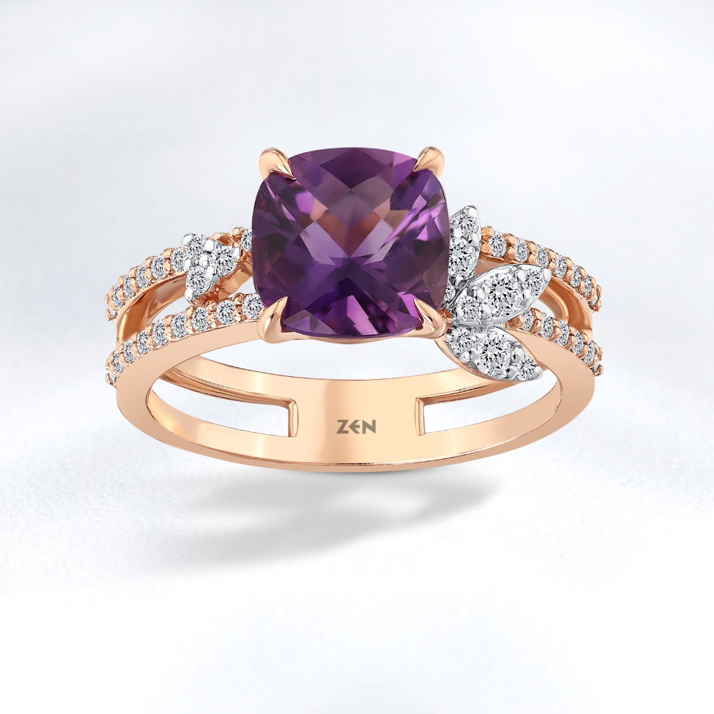 Amethyst Diamond Ring