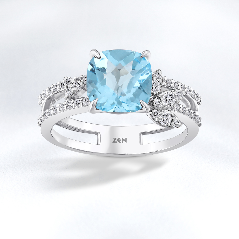 Blue Topas Diamond Ring