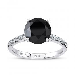 Solitaire Black Diamond Engagement Ring