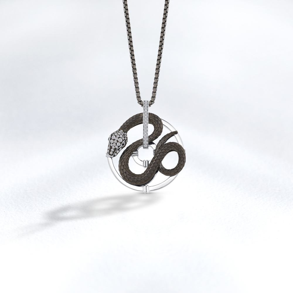 Snake Diamond Silver Necklace
