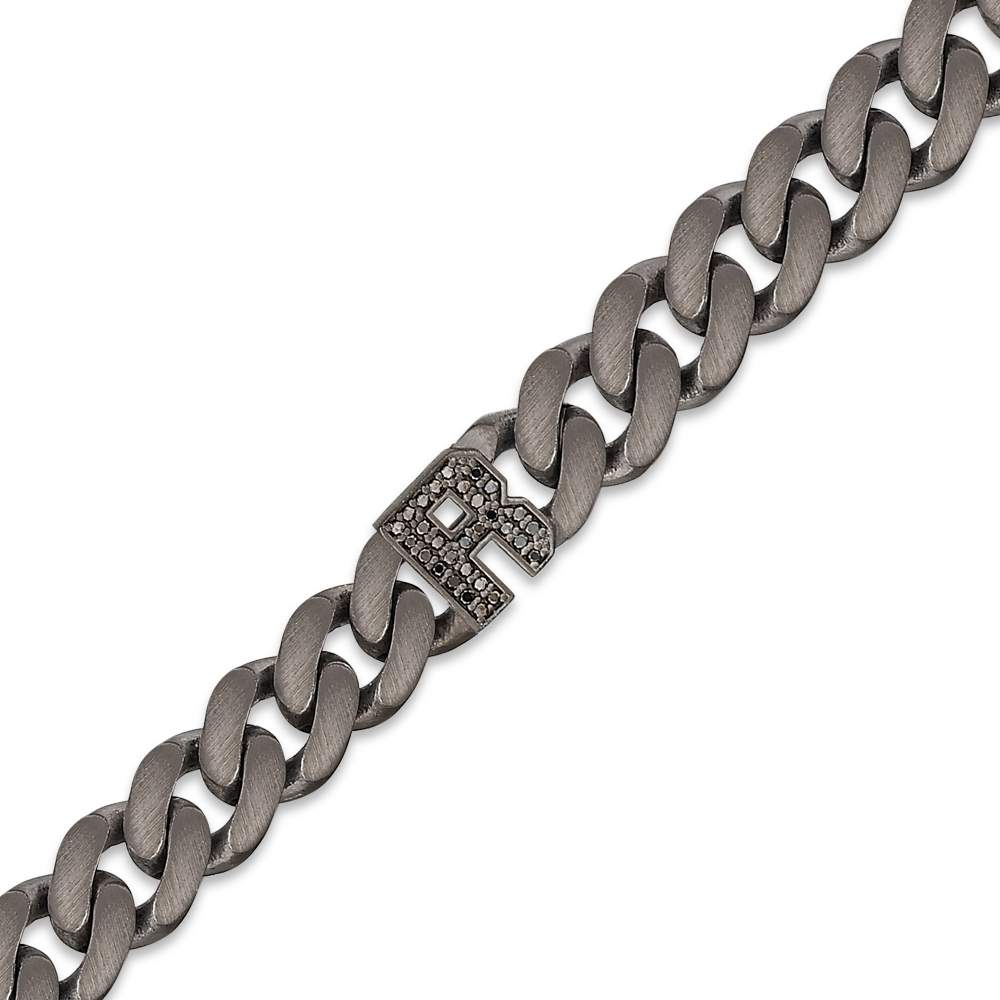 Letter R Silver Diamond Bracelet