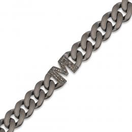 Letter M Silver Diamond Bracelet