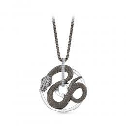 Snake Diamond Silver Necklace