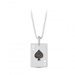 Ace of Spades Diamond Silver Necklace